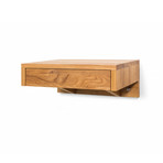 BO Floating Nightstand + Drawer + Bedside Table (Oak Wood)