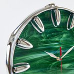 Snare Drum Wall Clock // 12.5" (Green Wave Art)