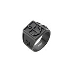 Oxidized Anchor Signet Ring // Black (Ring Size: 9)