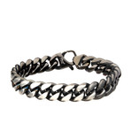 Lionheart Matte Stainless Steel + Black Plated Reversible Curb Chain Colossi Bracelet