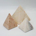 Decorative Pyramid // Set of 3 (Golden Crystal + Bottocino Beige + Milas White)