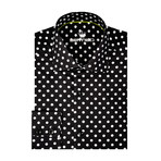Dotted Poplin Print Long Sleeve Shirt // Black (S)