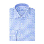 Polygon Poplin Print Long Sleeve Shirt // White + Blue (XL)
