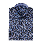 Bicycle Poplin Print Long Sleeve Shirt // Navy Blue (S)