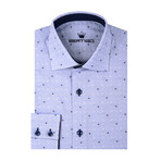 Dotted Abstract Jacquard Long Sleeve Shirt // Blue (M)
