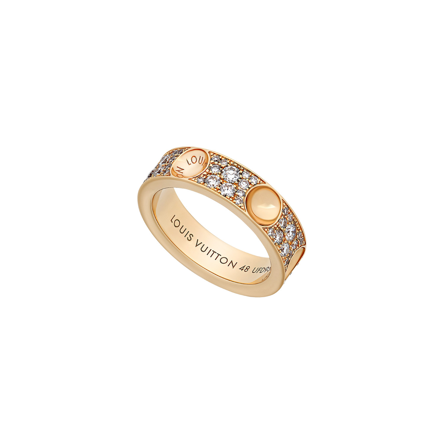LOUIS VUITTON 18K Yellow Gold Diamond Empreinte Ring 48 4.5