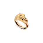Cartier 18k Three-Tone Gold Emerald Eyes + Onyx Nose Panther Ring // Ring Size: 4.5 // Pre-Owned