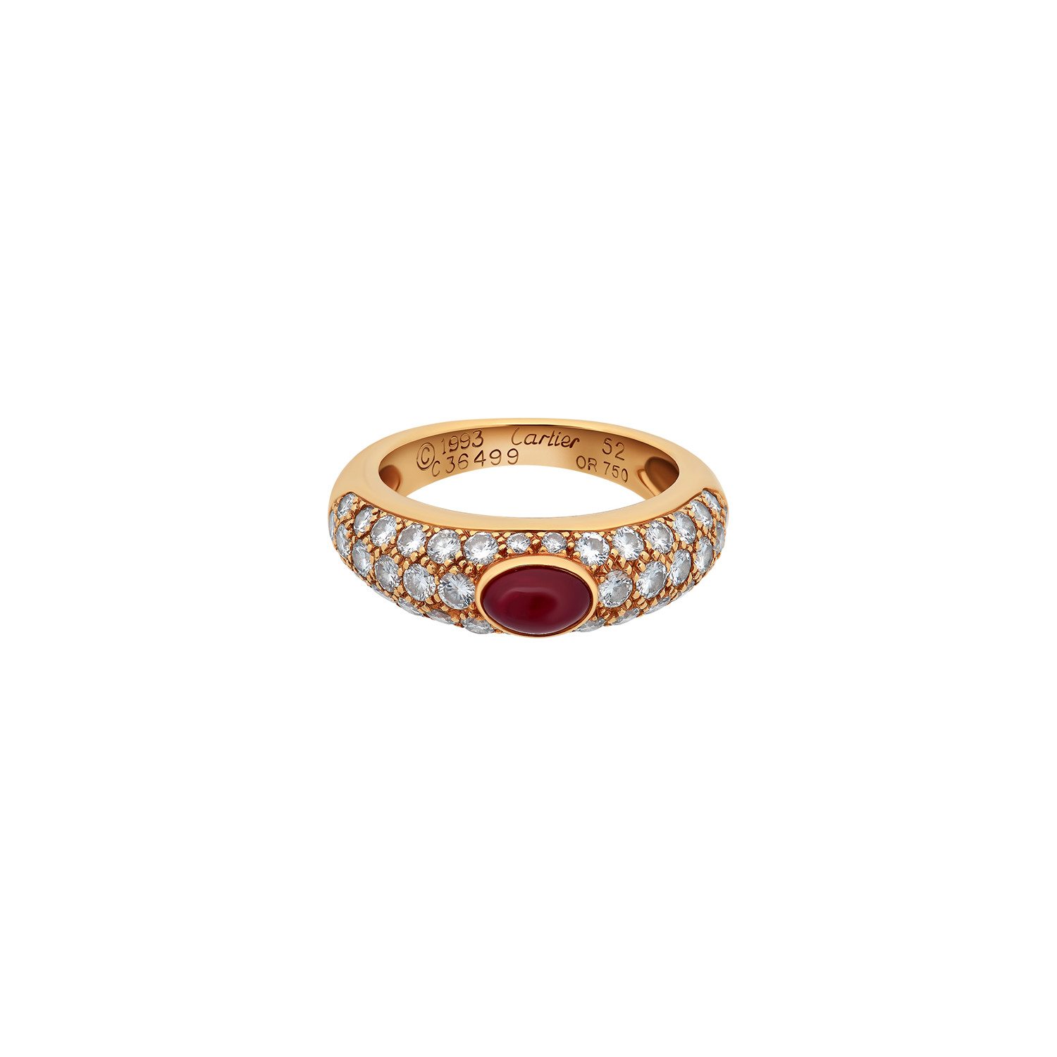 Cartier 18k Yellow Gold Diamond + Ruby Ring // Ring Size 6 // Pre