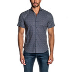 Dice Short Sleeve Button-Up Shirt // Navy (L)