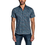 Floral Short Sleeve Button-Up Shirt III // Navy (L)