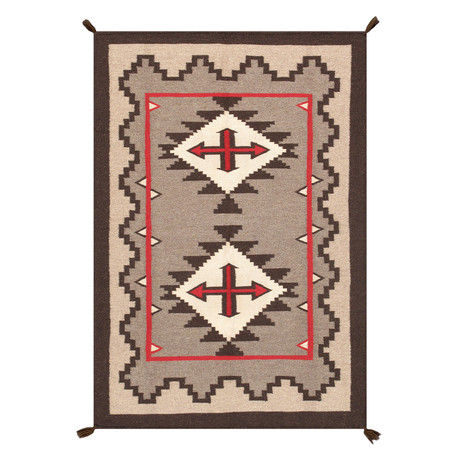 Navajo Style Hand-Woven Wool Area Rug // V32