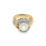 Crivelli 18k Two-Tone Gold Diamond + Pearl Ring // Ring Size: 7.75