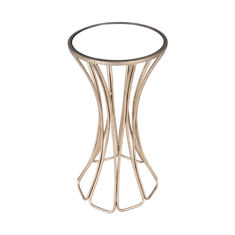 Dunand Gold Metal & Mirror End Table