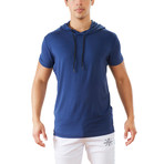 Terra Luxe Cotton Hooded Tee // Blue (L)