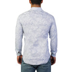 Fibonacci Triangle Button Up Shirt // White + Light Blue (M)