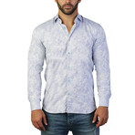 Fibonacci Triangle Button Up Shirt // White + Light Blue (L)