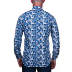Fibonacci Hello Button Up Shirt // Blue (3XL)