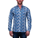 Fibonacci Hello Button Up Shirt // Blue (L)