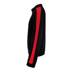 Striped Track Jacket // Black + Red (S)