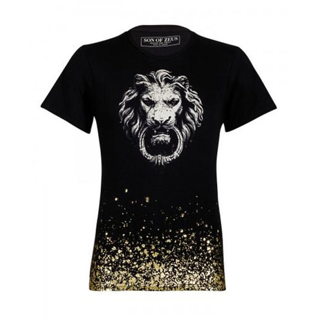 Lion's Head Dipped In Gold T-Shirt // Black (S)