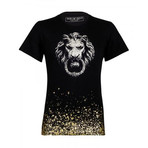 Lion's Head Dipped In Gold T-Shirt // Black (XL)