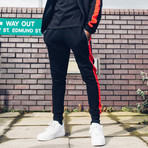 Striped Track Pants // Black + Red (S)