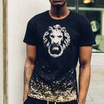 Lion's Head Dipped In Gold T-Shirt // Black (L)
