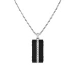 Textured Circular Necklace // Silver + Black