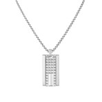 Textured Rectangle Tag Necklace // Silver