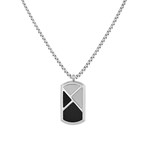 Dark Triangle Tag Necklace // Silver + Black