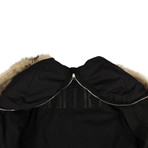 Men's Faux Fur Hood Long Parka Coat // Black (XS)