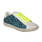 Women's 'Viper' Neon Leopard Low Sneakers // Blue (US: 8)