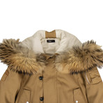 Men's Faux Fur Hood Bomber Jacket // Brown (M)