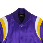 Men's Varsity Baseball Bomber Jacket // Purple (L)