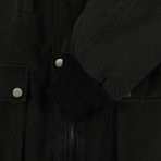 Men's Faux Fur Hood Long Parka Coat // Black (S)
