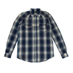 Men's Western Plaid Button Down Shirt // Blue (XS)
