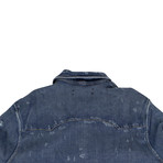 Men's Denim Destroyed Button Down Shirt // Blue (S)