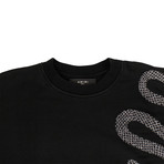 Men's 'Glitter Snake' Loose Fit Sweatshirt // Black (S)
