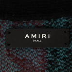 Men's Knit Patchwork Cardigan Sweater // Multicolor (L)