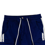 Men's Striped Stack Track Cargo Pants // Blue (29WX33L)