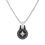 Compass Tag Necklace // Black