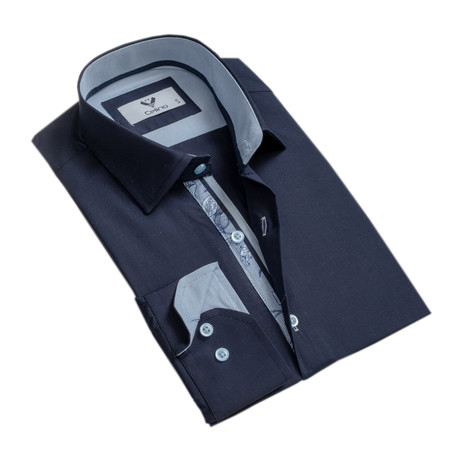 Desmond Reversible Cuff Button Down Shirt // Navy Blue (XL)