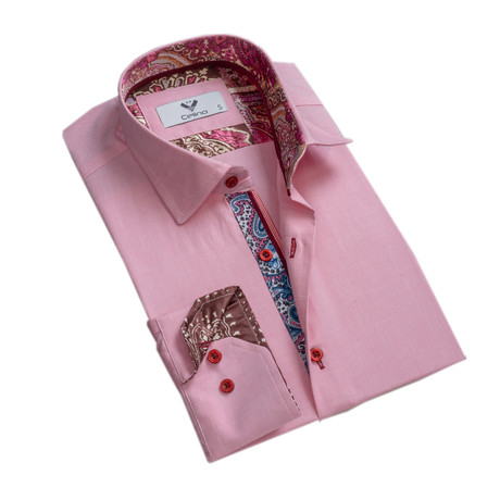 Paisley Reversible Cuff Button Down Shirt // Pink (S)