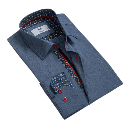 Jacob Reversible Cuff Button Down Shirt // Denim Blue (S)