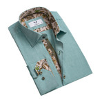 Floral Reversible Cuff Button Down Shirt // Green (S)