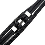 Leather + Steel Stoppers Bracelet // Black