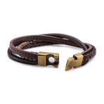 Leather + Hematite Beads Bracelet (Blue + Gold)