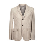 Suede 3 Button Overcoat // Cream (M)
