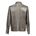 Leather Biker Jacket // Smoke Gray (L)