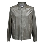 Leather Biker Jacket // Smoke Gray (XL)
